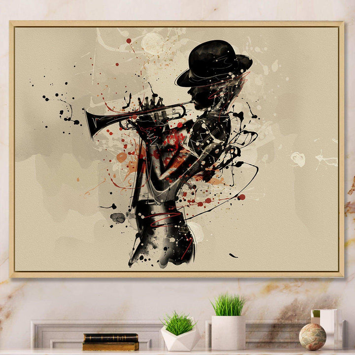 Woman Playing Jazz Trumpet - Modern Bedroom Wall Art