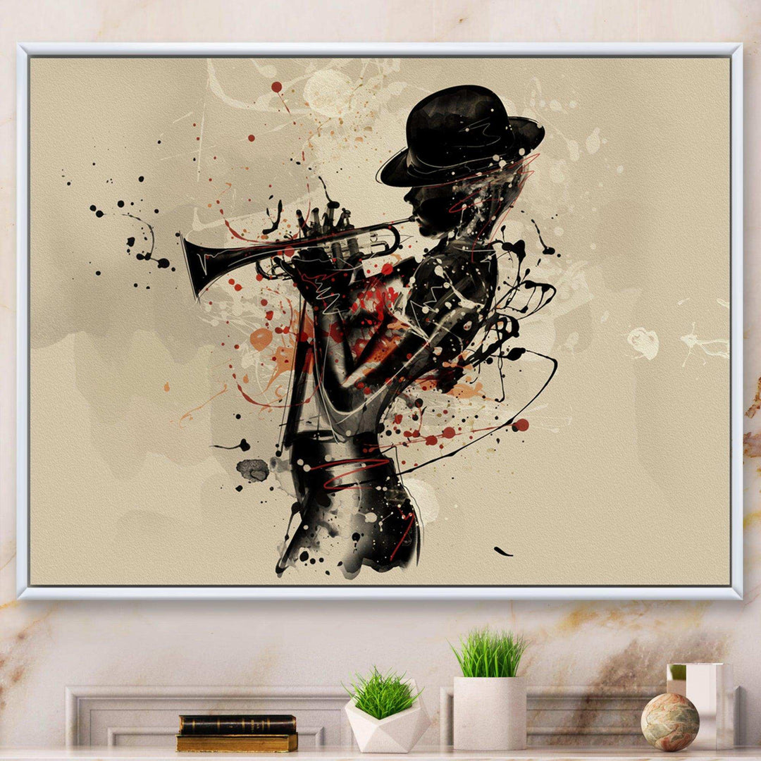 Woman Playing Jazz Trumpet - Modern Bedroom Wall Art