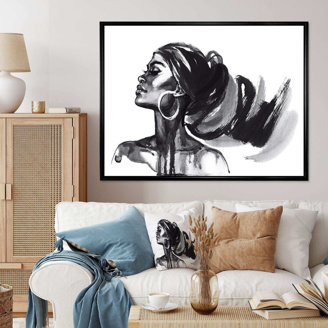 Monochrome Portrait of African American Woman IV - Modern Bedroom Wall Art