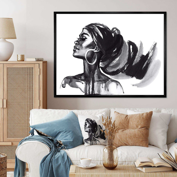 Monochrome Portrait of African American Woman IV - Modern Bedroom Wall Art