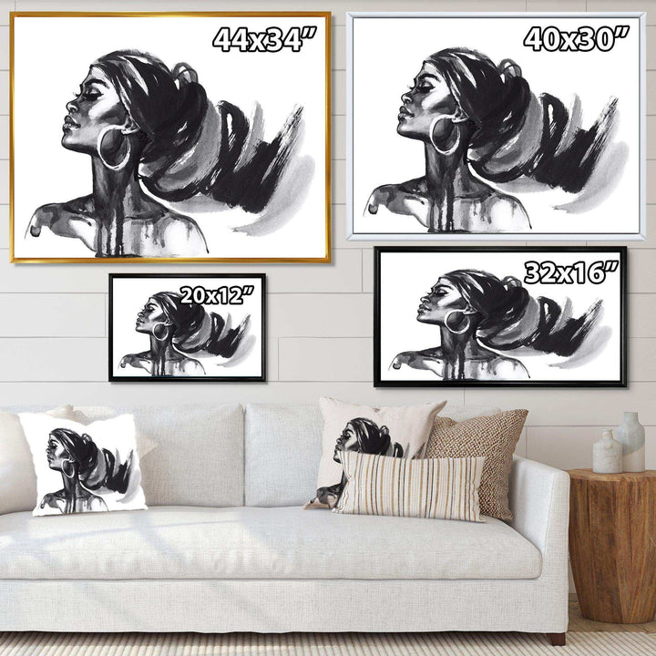 Monochrome Portrait of African American Woman IV - Modern Bedroom Wall Art
