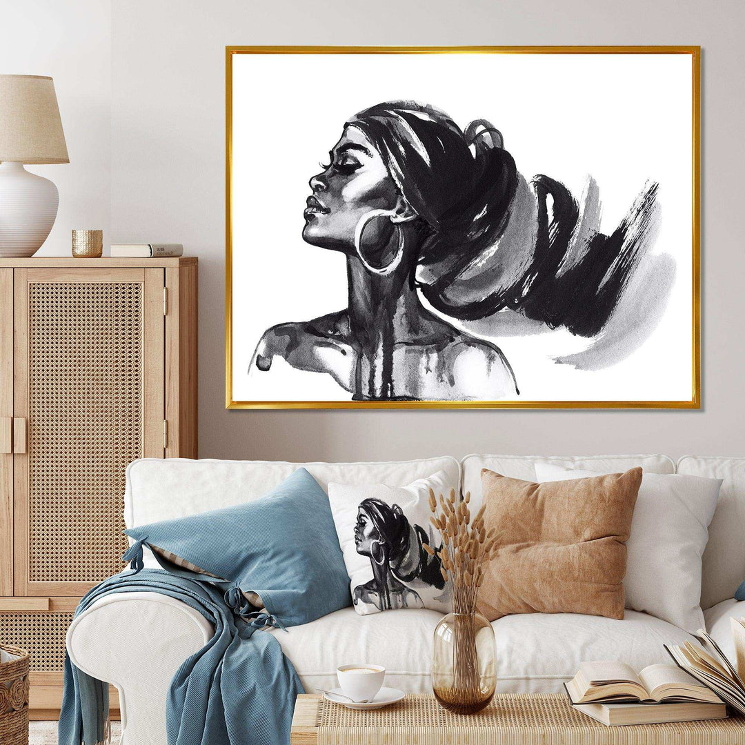 Monochrome Portrait of African American Woman IV - Modern Bedroom Wall Art