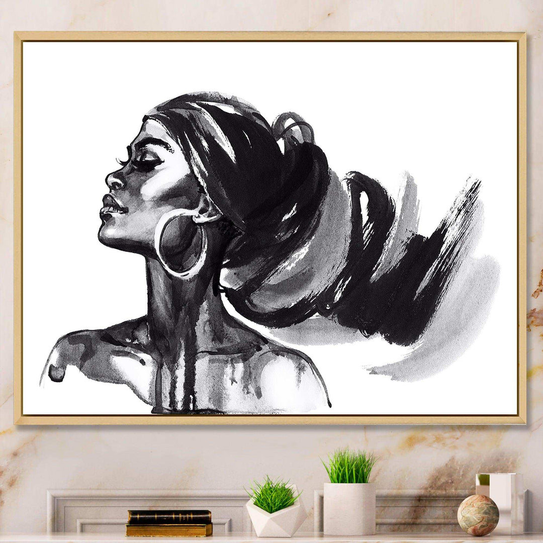 Monochrome Portrait of African American Woman IV - Modern Bedroom Wall Art