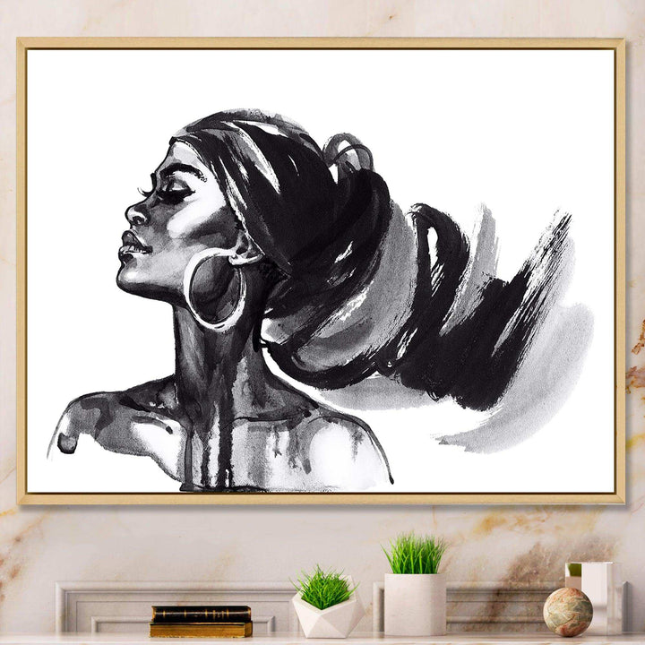 Monochrome Portrait of African American Woman IV - Modern Bedroom Wall Art
