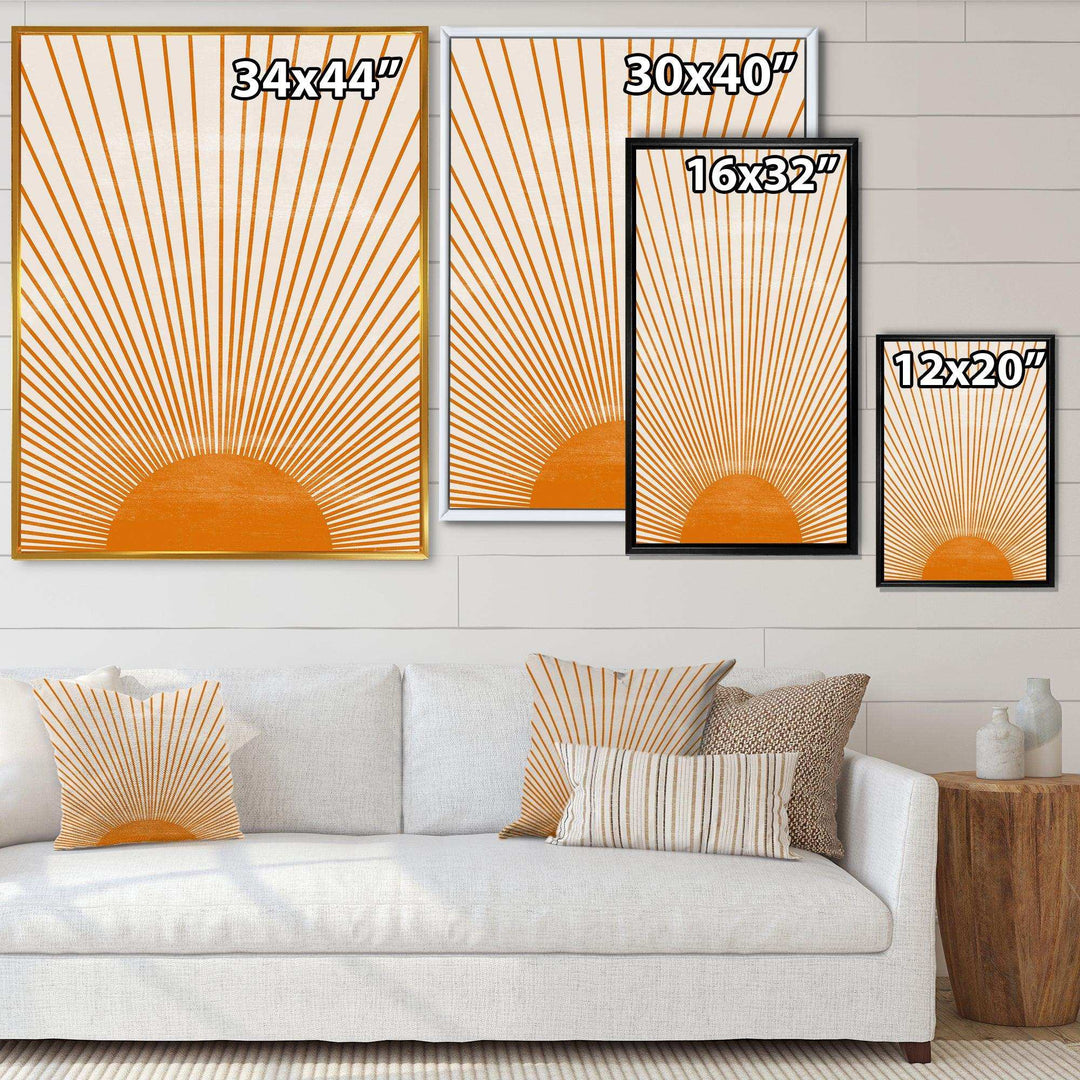 Designart Orange Sun Print III - Modern Bedroom Wall Art