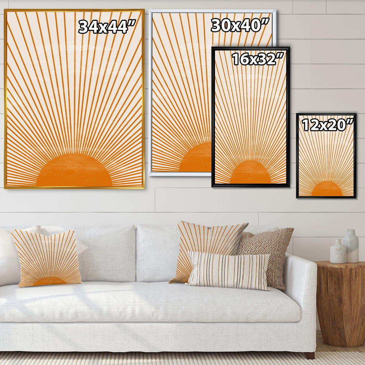 Designart Orange Sun Print III - Modern Bedroom Wall Art