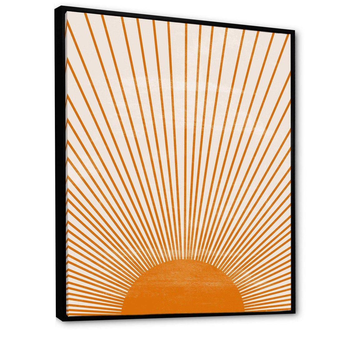 Designart Orange Sun Print III - Modern Bedroom Wall Art