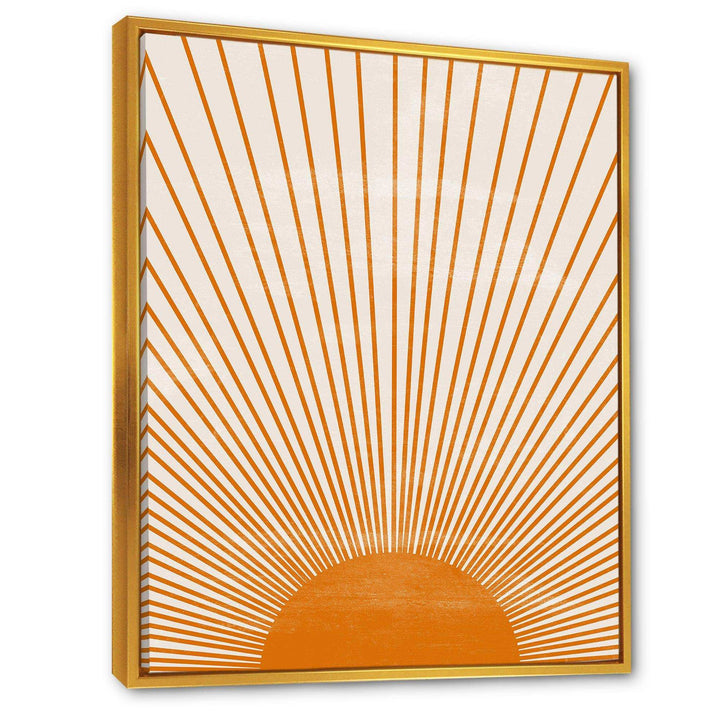 Designart Orange Sun Print III - Modern Bedroom Wall Art