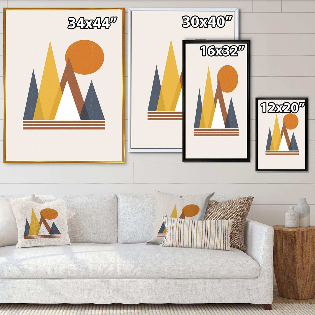 Mountain Abstract and Sun - Modern Canvas Wall Art