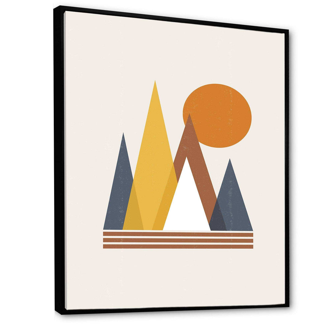 Mountain Abstract and Sun - Modern Canvas Wall Art