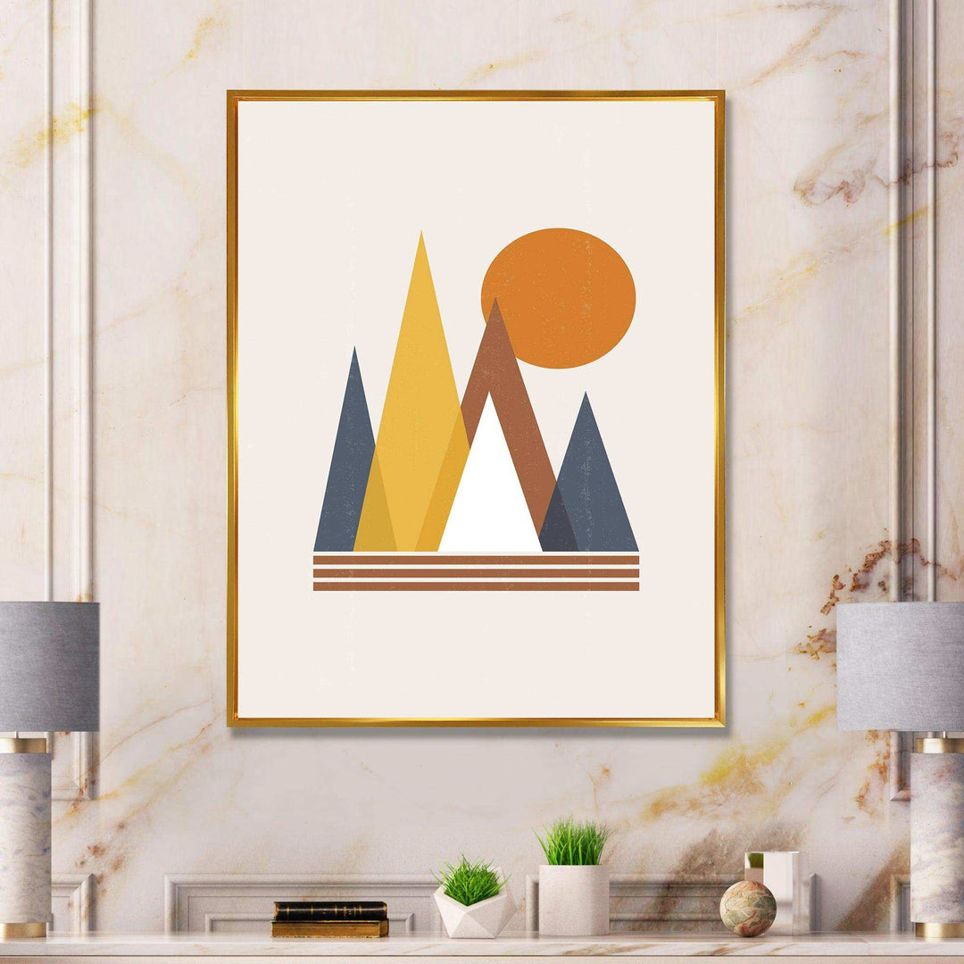 Mountain Abstract and Sun - Modern Canvas Wall Art