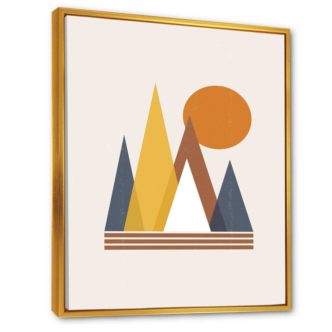 Mountain Abstract and Sun - Modern Canvas Wall Art