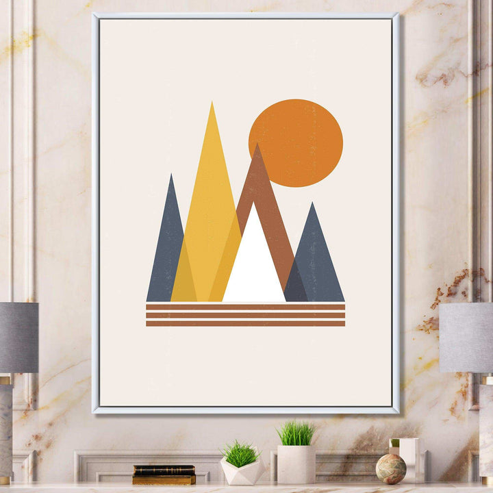Mountain Abstract and Sun - Modern Canvas Wall Art