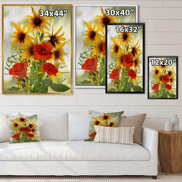 Sunflowers and Poppies In The Wild