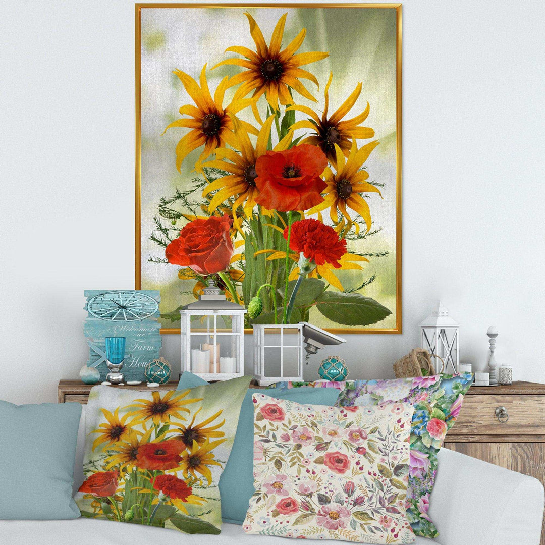 Sunflowers and Poppies In The Wild