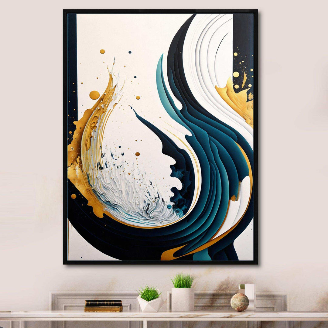 Blue And Gold Modern Art Abstract Painting VI - Modern Bedroom Wall Art