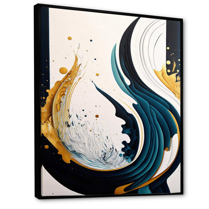 Blue And Gold Modern Art Abstract Painting VI - Modern Bedroom Wall Art