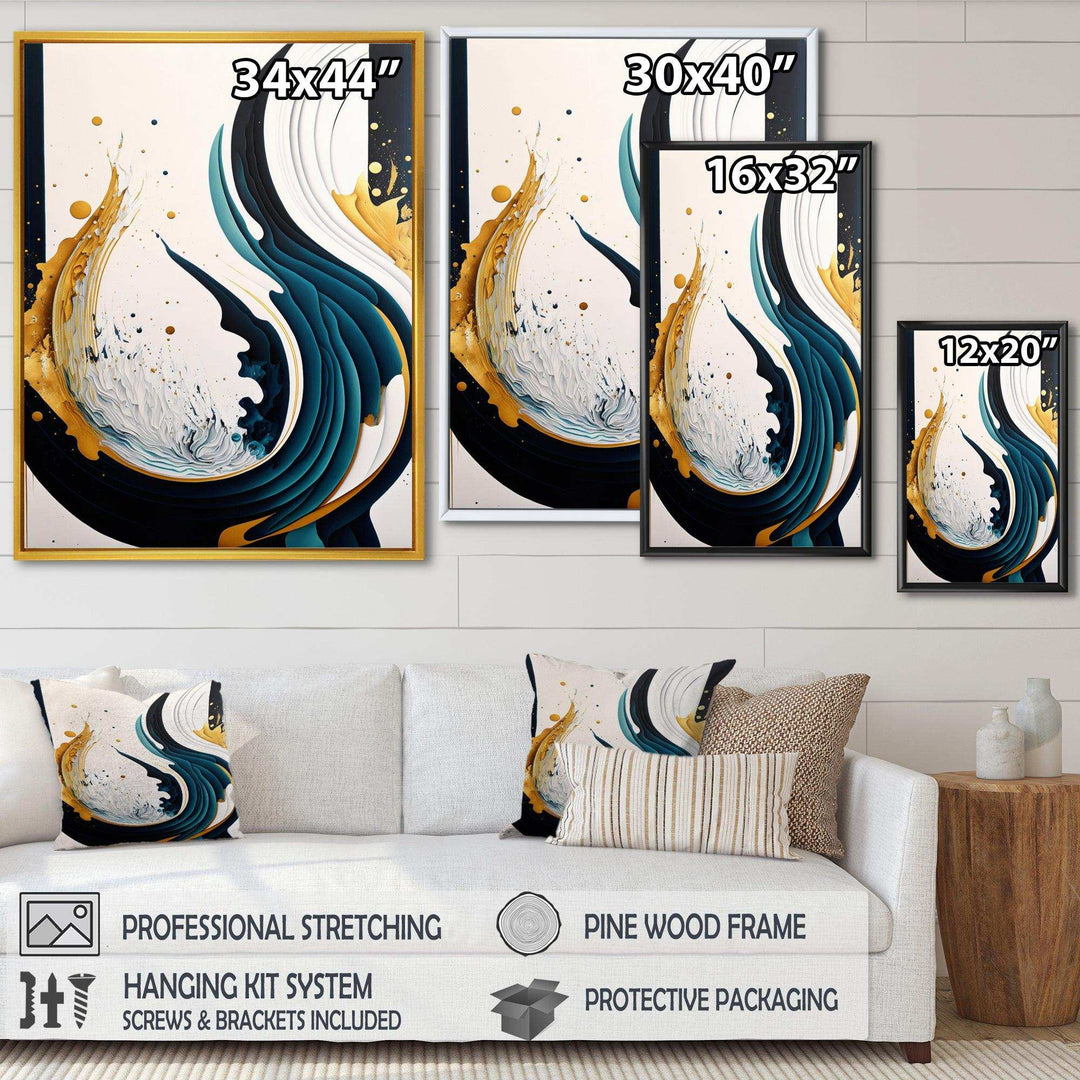 Blue And Gold Modern Art Abstract Painting VI - Modern Bedroom Wall Art