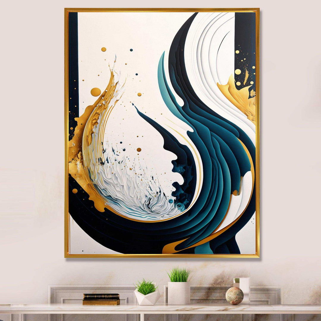 Blue And Gold Modern Art Abstract Painting VI - Modern Bedroom Wall Art
