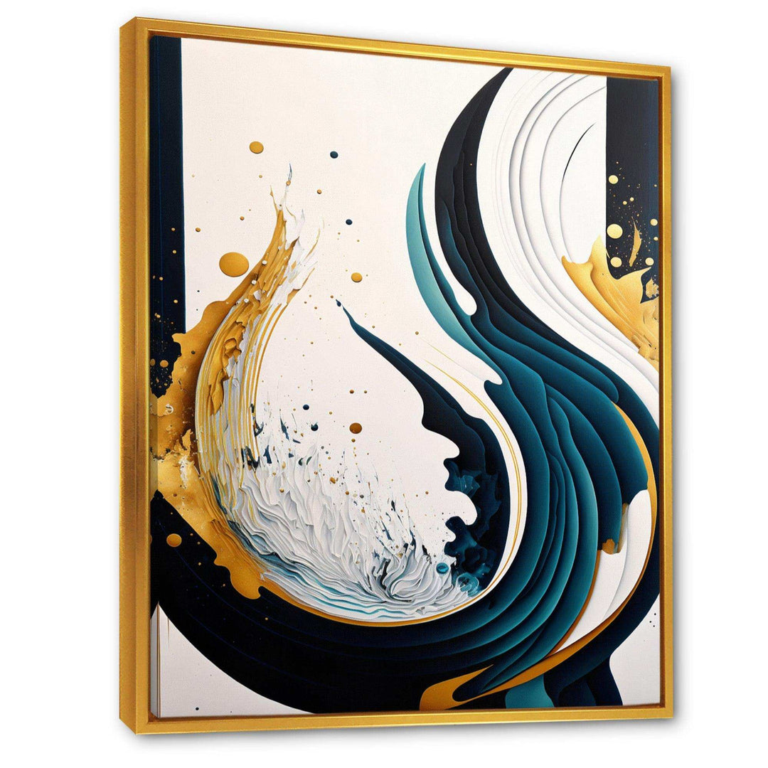 Blue And Gold Modern Art Abstract Painting VI - Modern Bedroom Wall Art