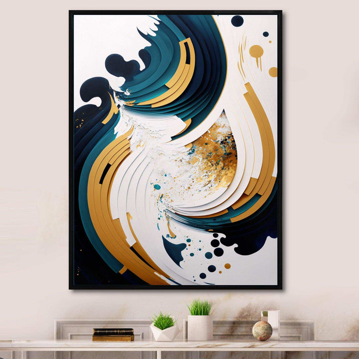 Blue And Gold Modern Art Abstract Painting VII - Modern Wall Art Prints