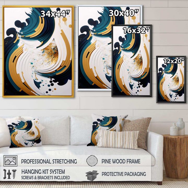 Blue And Gold Modern Art Abstract Painting VII - Modern Wall Art Prints