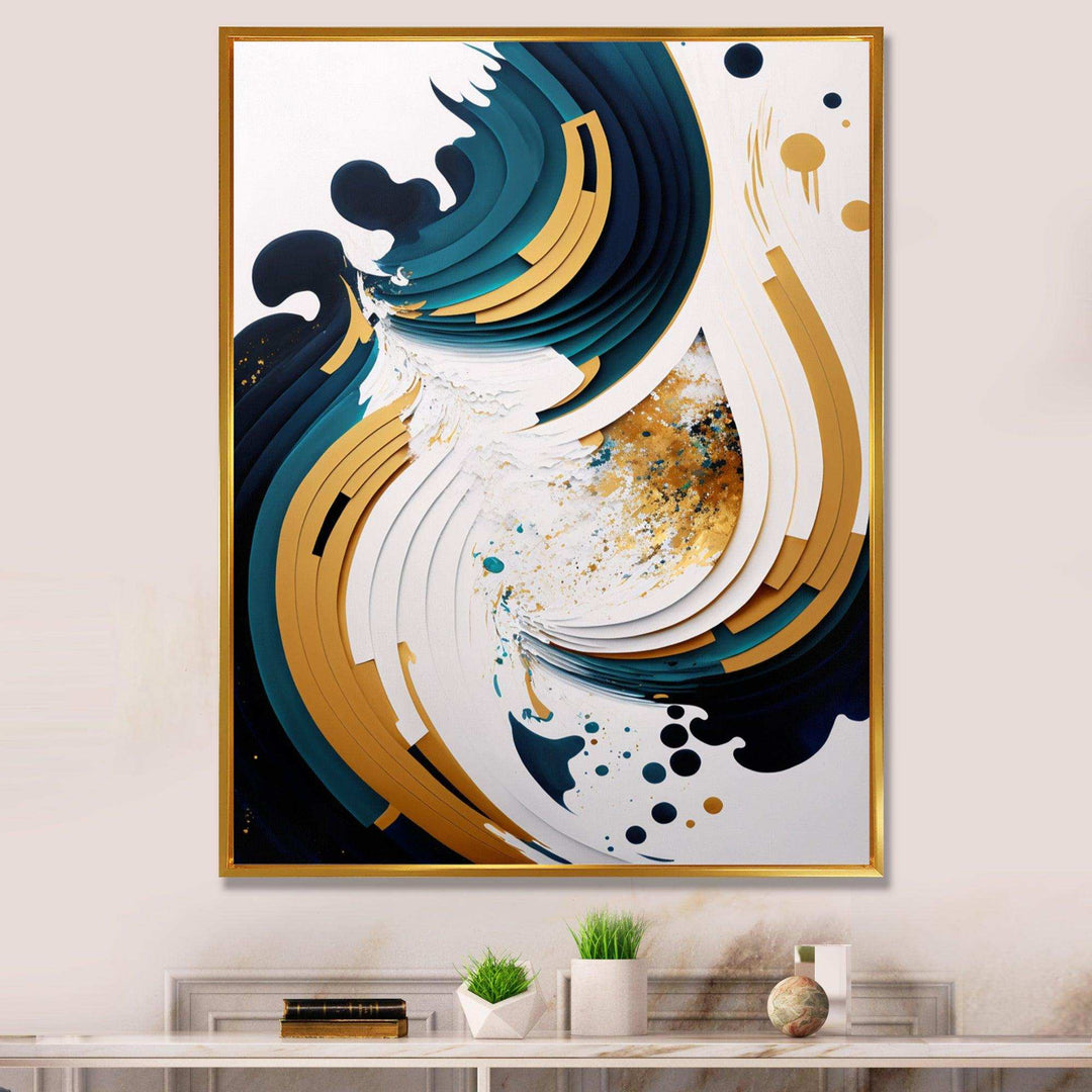 Blue And Gold Modern Art Abstract Painting VII - Modern Wall Art Prints