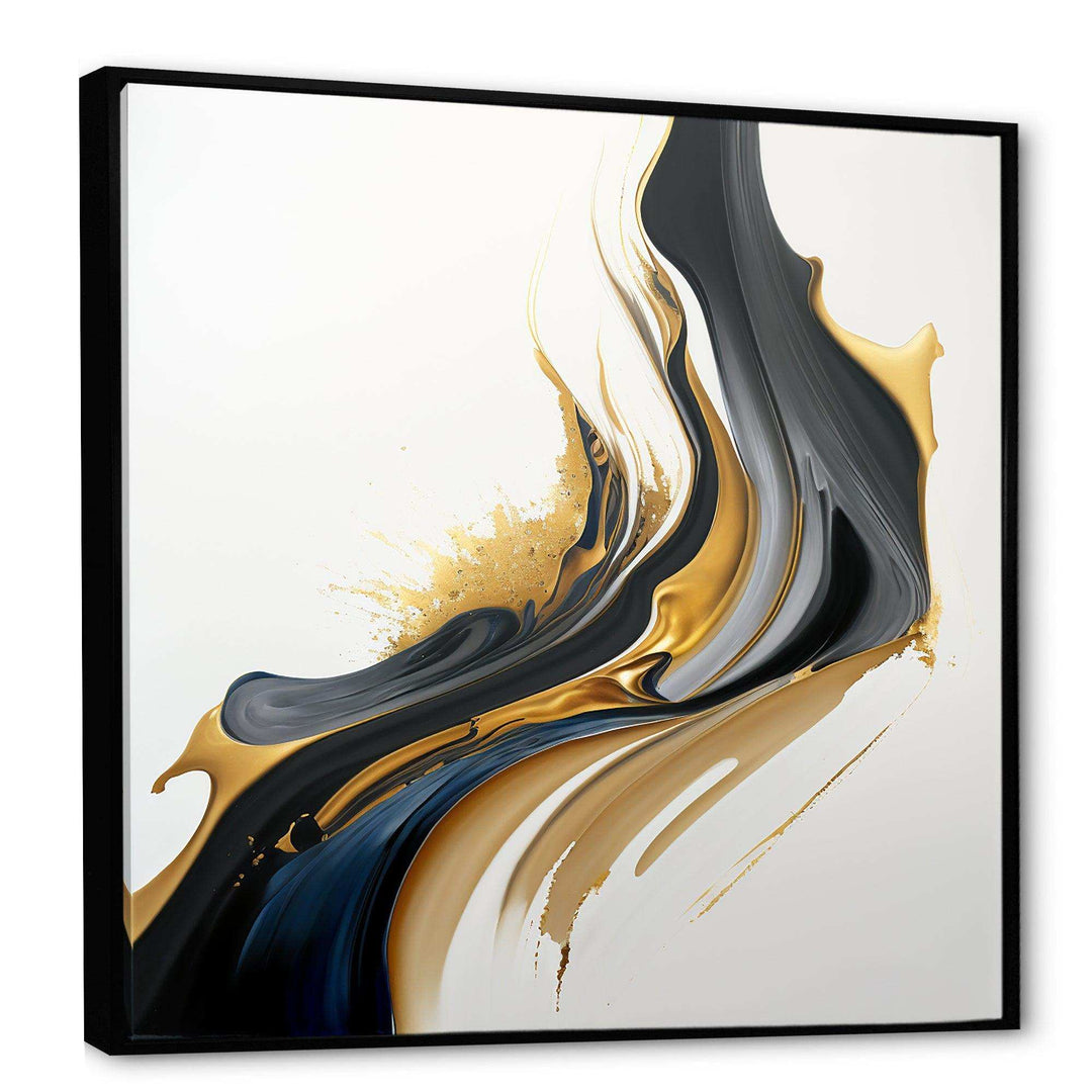 Black, White And Gold Liquid Art II - Modern Canvas Wall Art
