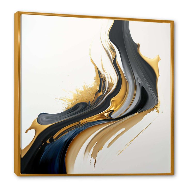 Black, White And Gold Liquid Art II - Modern Canvas Wall Art