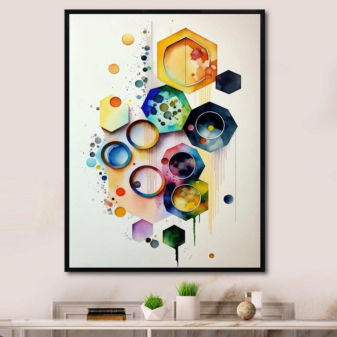 Hexagon And Circular Abstract II - Modern Canvas Wall Art