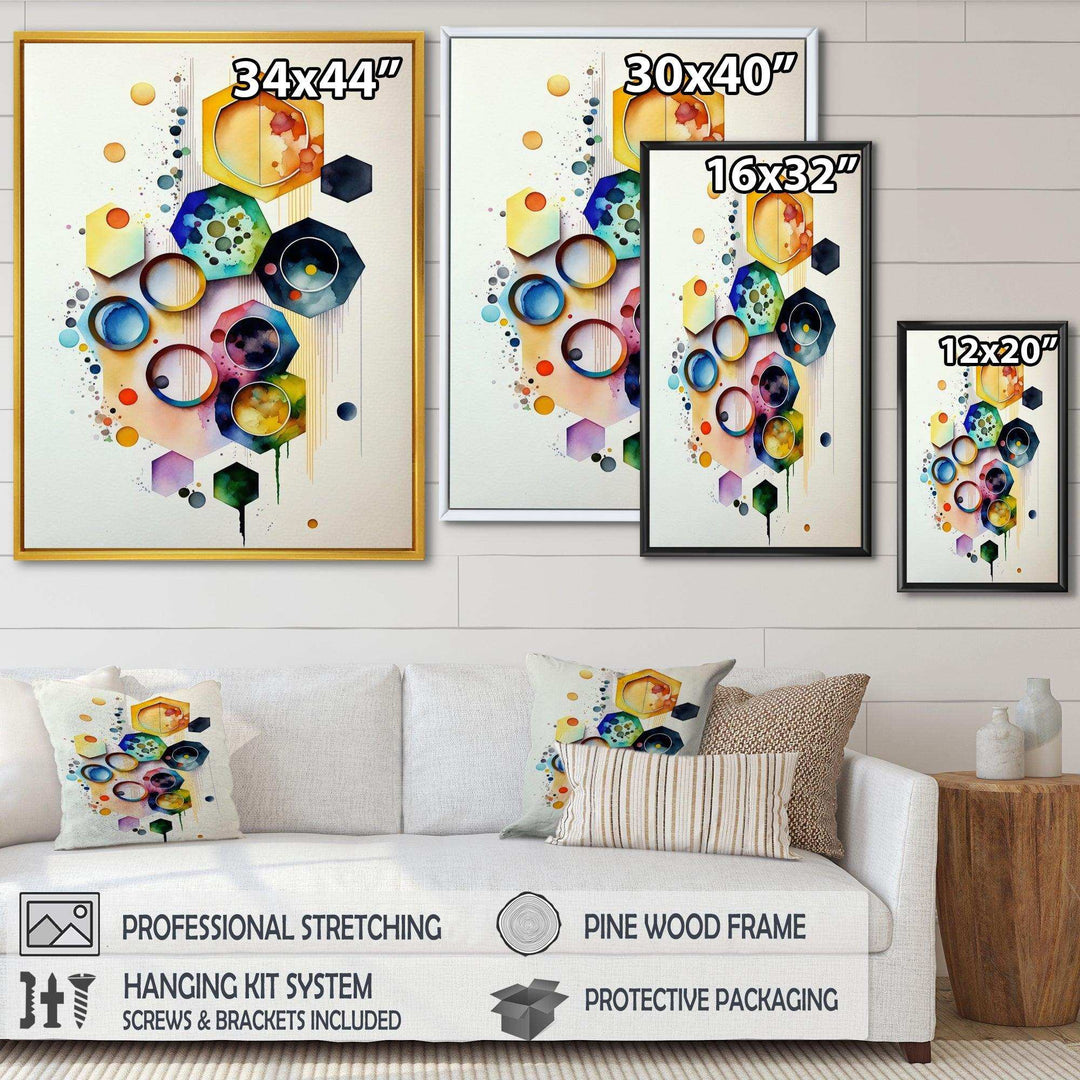 Hexagon And Circular Abstract II - Modern Canvas Wall Art