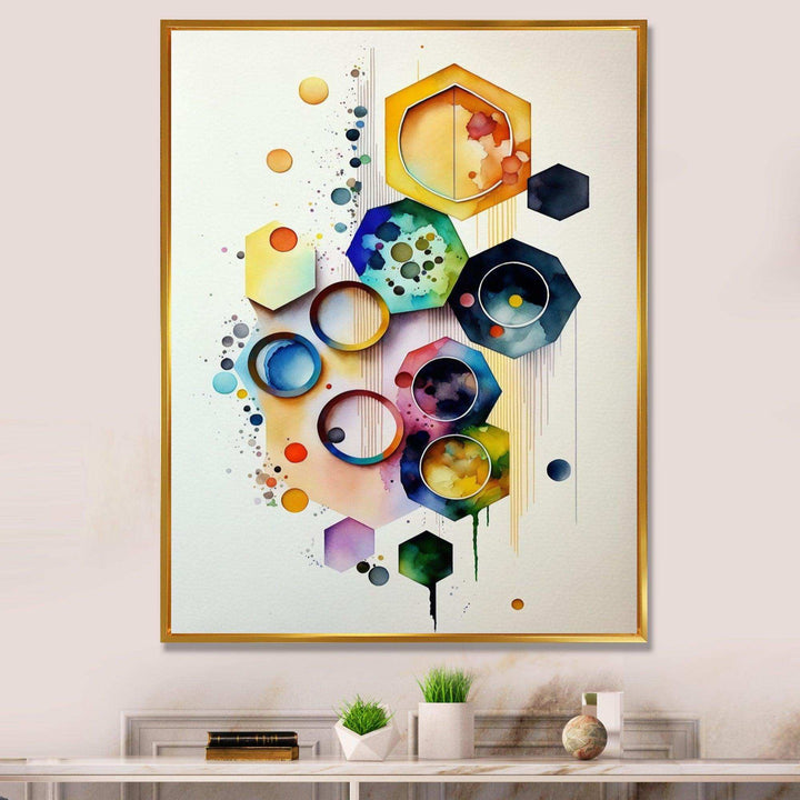 Hexagon And Circular Abstract II - Modern Canvas Wall Art