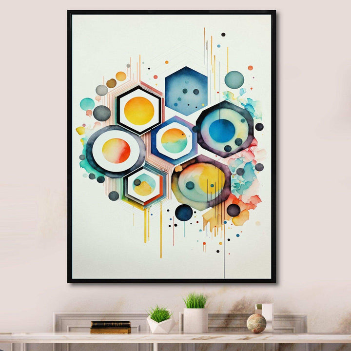 Hexagon And Circular Abstract III - Modern Living Room Wall Decor