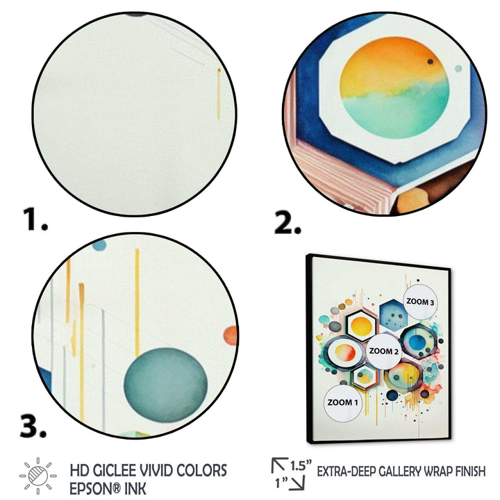 Hexagon And Circular Abstract III - Modern Living Room Wall Decor