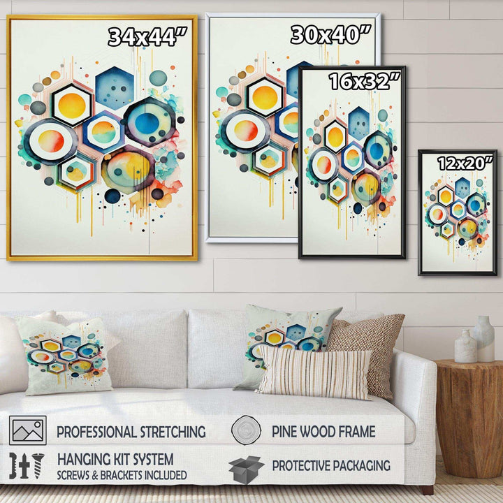 Hexagon And Circular Abstract III - Modern Living Room Wall Decor
