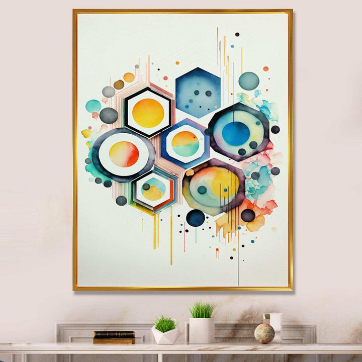 Hexagon And Circular Abstract III - Modern Living Room Wall Decor