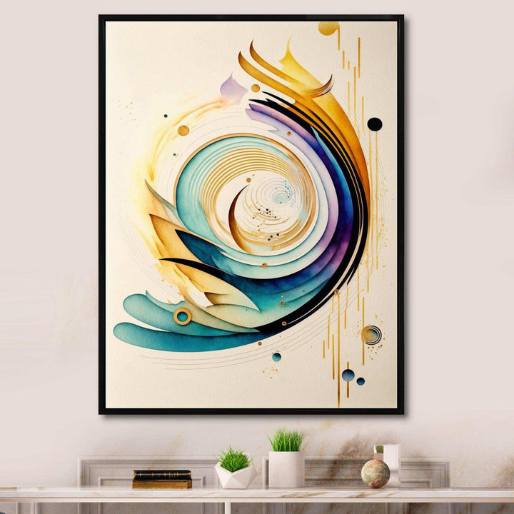 Colorful Watercolor Spiral  - Modern Canvas Wall Art