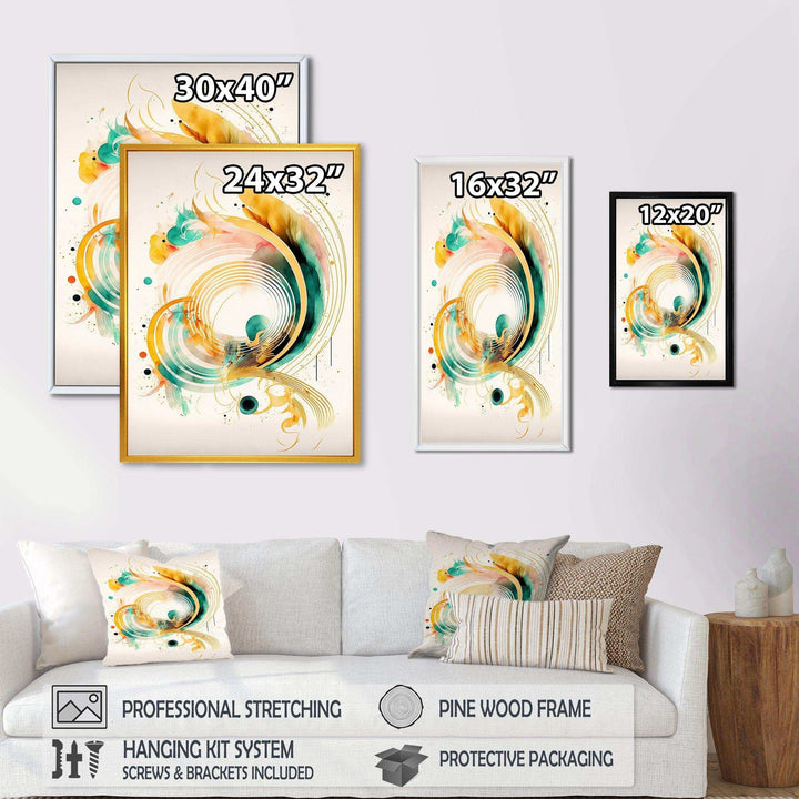 Golden Spiral Movement I - Modern Bedroom Wall Art