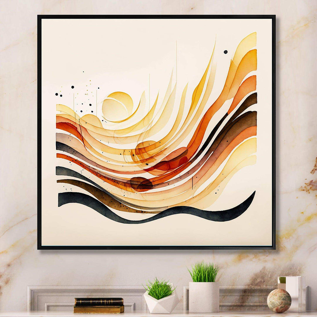 Burnt Orange Waves Abstract IV - Modern Bedroom Wall Art