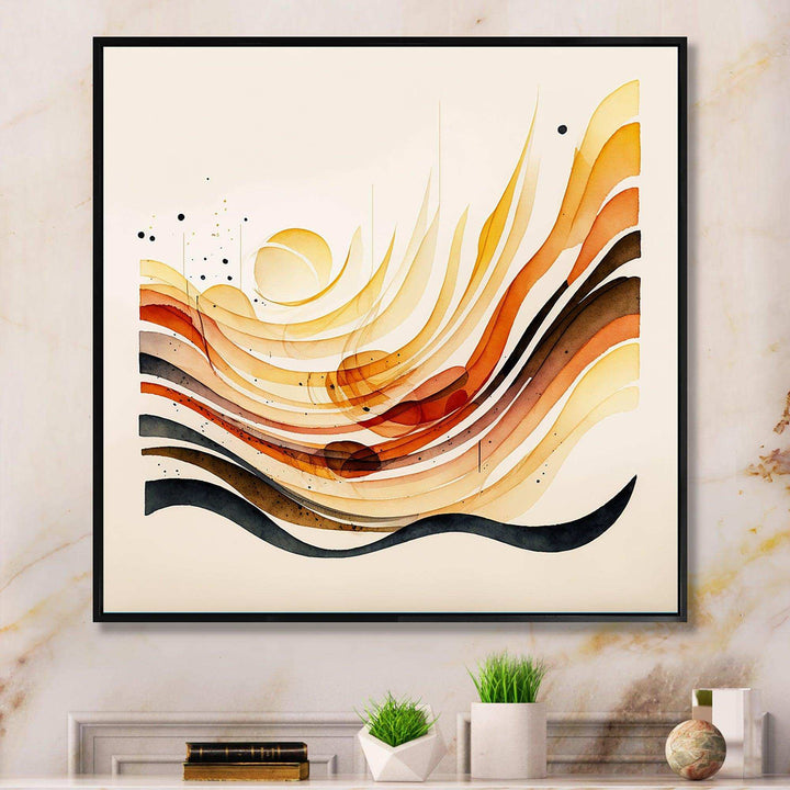 Burnt Orange Waves Abstract IV - Modern Bedroom Wall Art