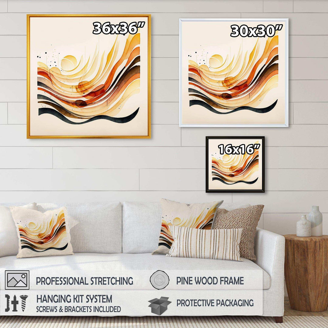 Burnt Orange Waves Abstract IV - Modern Bedroom Wall Art