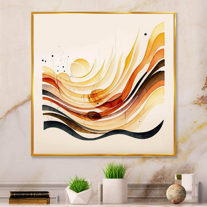Burnt Orange Waves Abstract IV - Modern Bedroom Wall Art