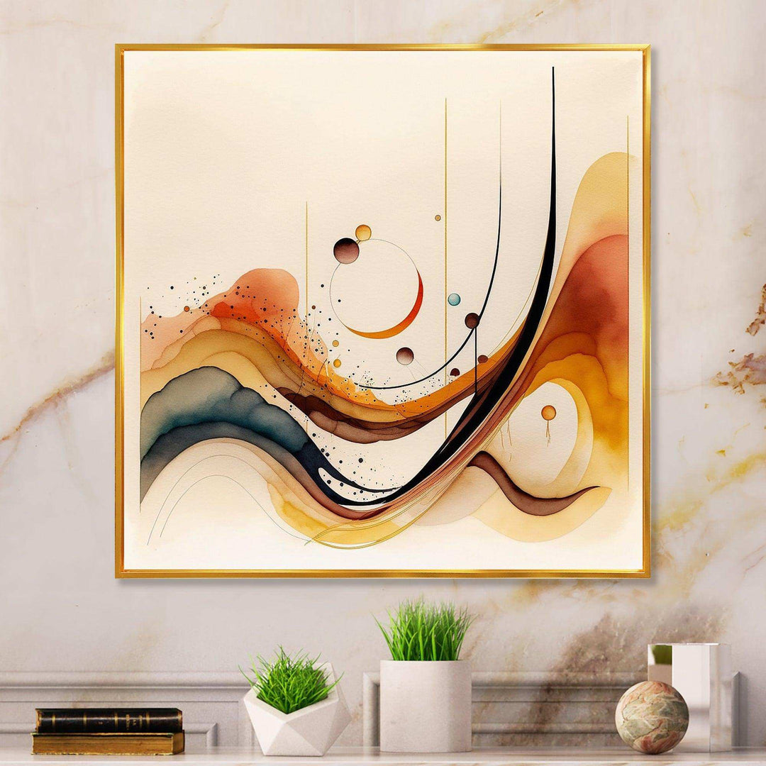 Burnt Orange Waves Abstract V - Modern Canvas Wall Art