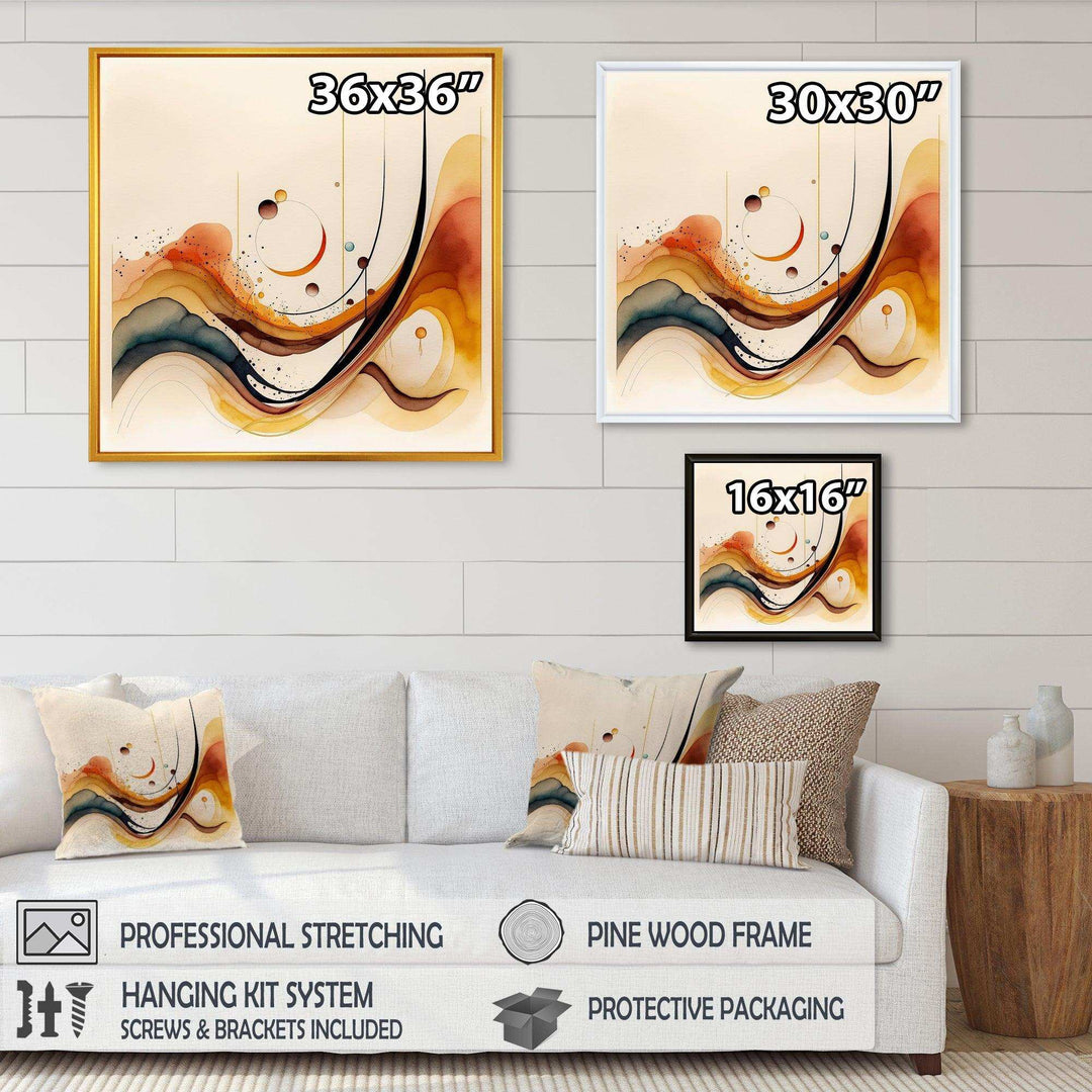 Burnt Orange Waves Abstract V - Modern Canvas Wall Art