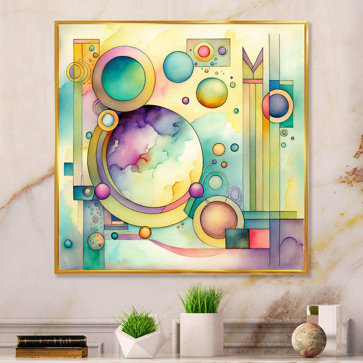 Pastel Watercolor Art Deco I - Modern Canvas Wall Art