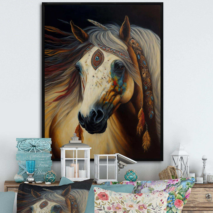 Amerindian Horse With Feathers I
