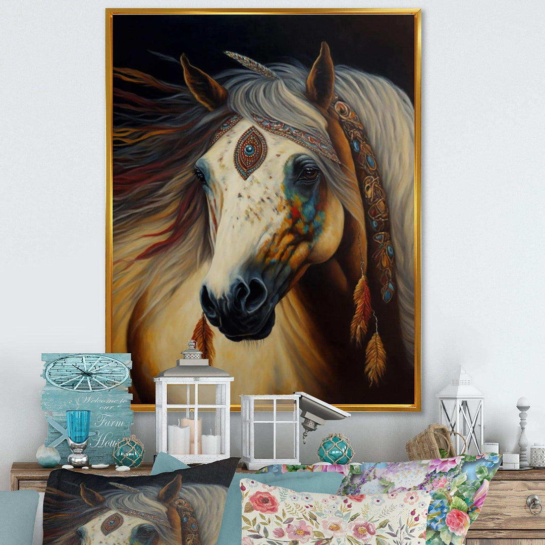 Amerindian Horse With Feathers I
