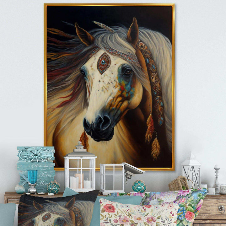 Amerindian Horse With Feathers I