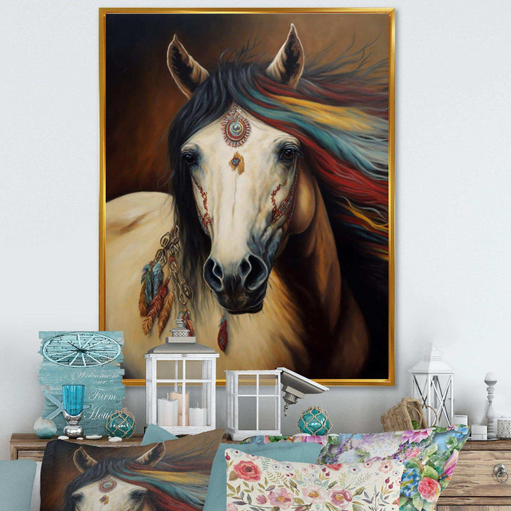 Amerindian Horse With Feathers IV