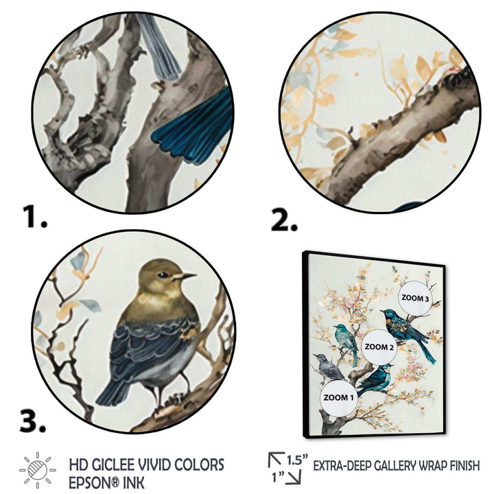 Multicolor Birds On Plum Blossoms Tree IX